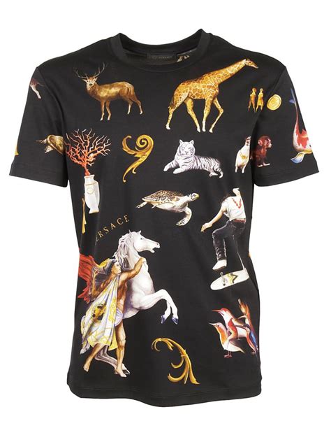 versace animal print t-shirt|Versace print shirt men.